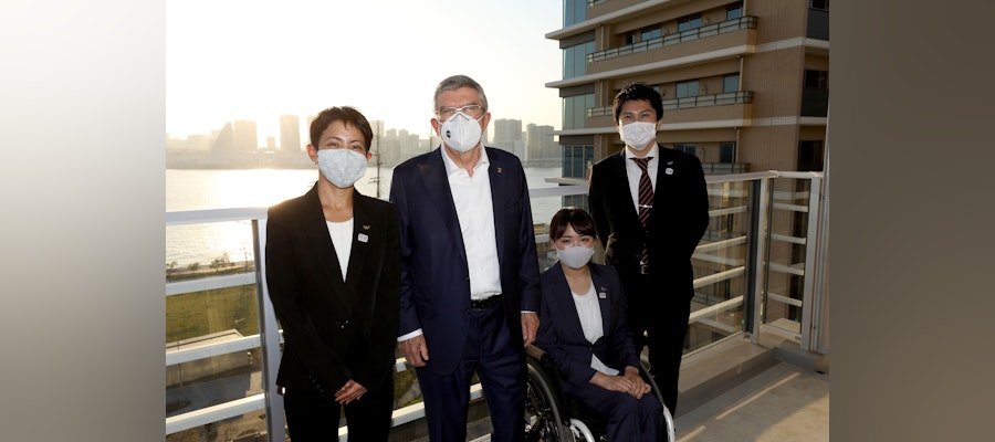 IOC President Thomas Bach meets with Ai Ueda on visit to the Village in Tokyo