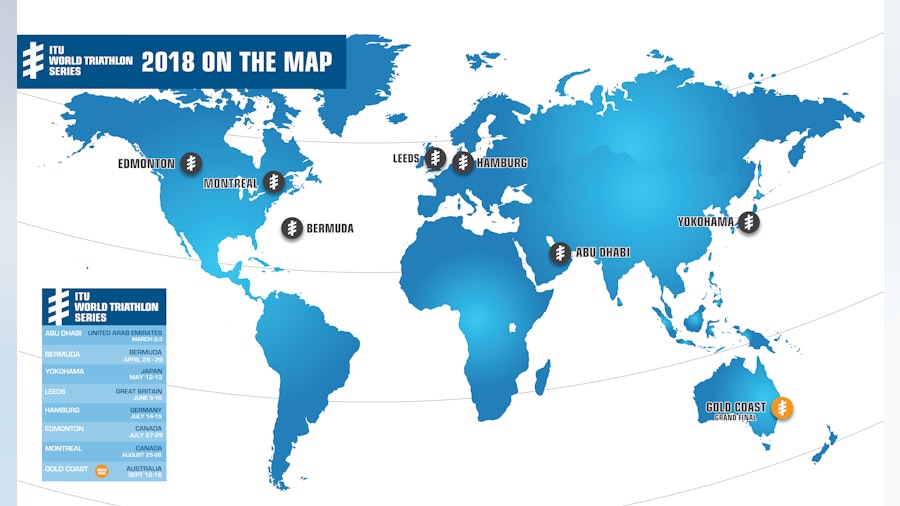 ITU announces the 2018 ITU WTS, World Cup and Paratriathlon calendar