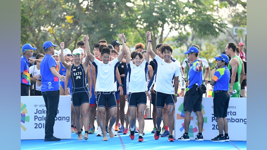 Japan tops the triathlon podium at the 2018 Asian Games