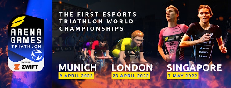 Munich, London and Singapore will host the 2022 Arena Games Triathlon powered by Zwift events