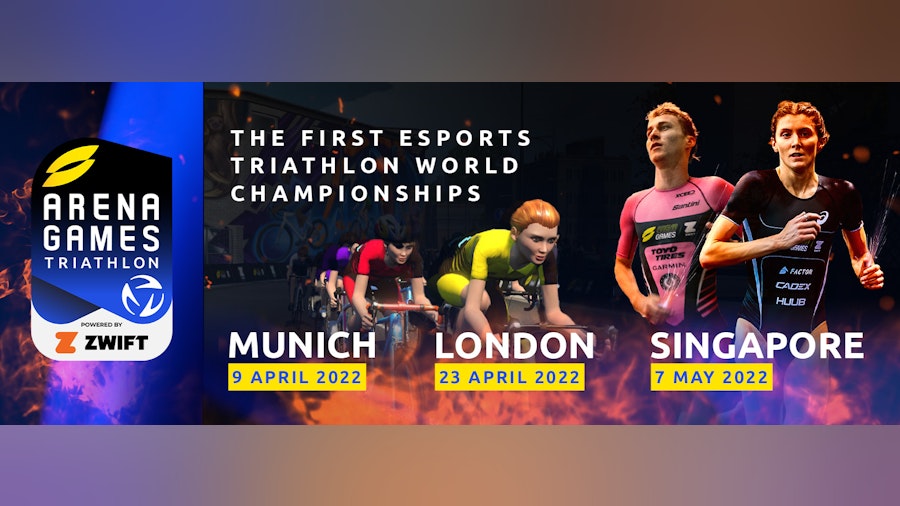 Munich, London and Singapore will host the 2022 Arena Games Triathlon powered by Zwift events