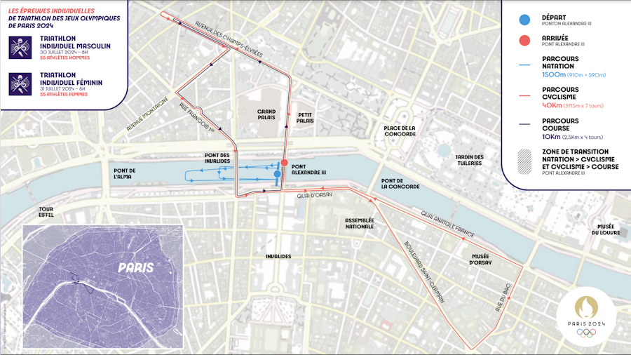 Paris 2024 unveils Olympic and Paralympic triathlon courses through heart of the city