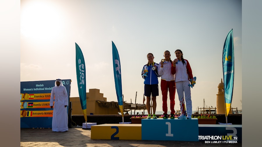 Spain sweeps gold in the Aquathlon debut at the ANOC World Beach Games